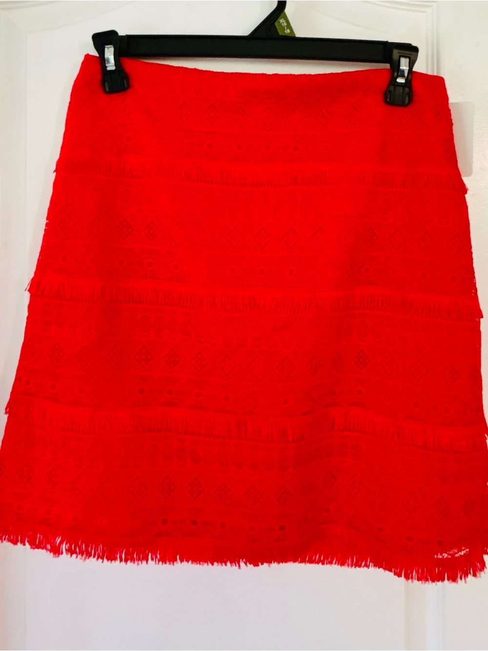 NWT J. CREW Bright Red Fringe and Patterned Skirt - Size 0 - Never Worn